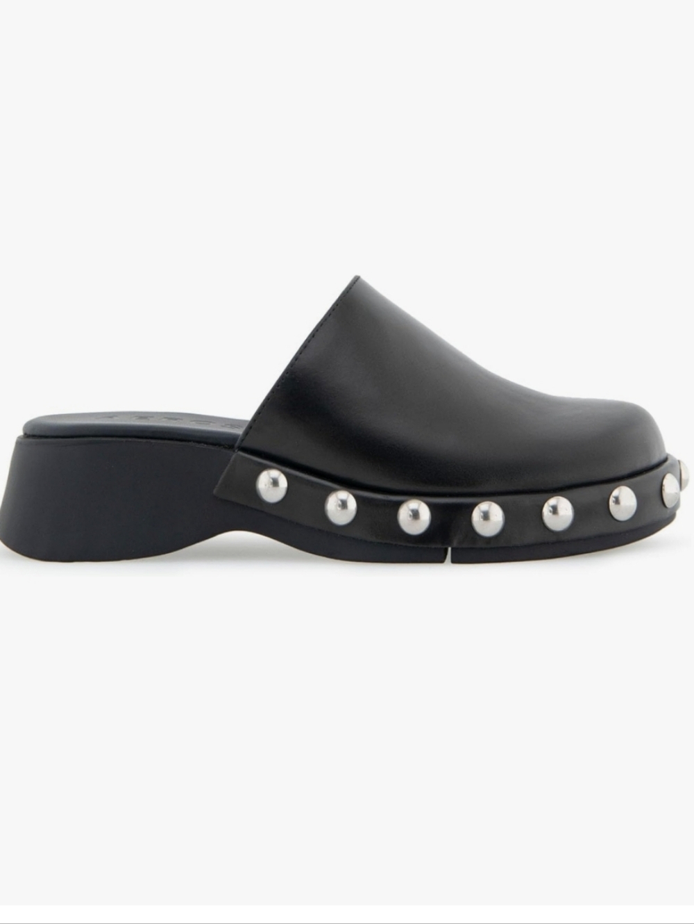 Aerosoles Black Studded Leather Clog Mule